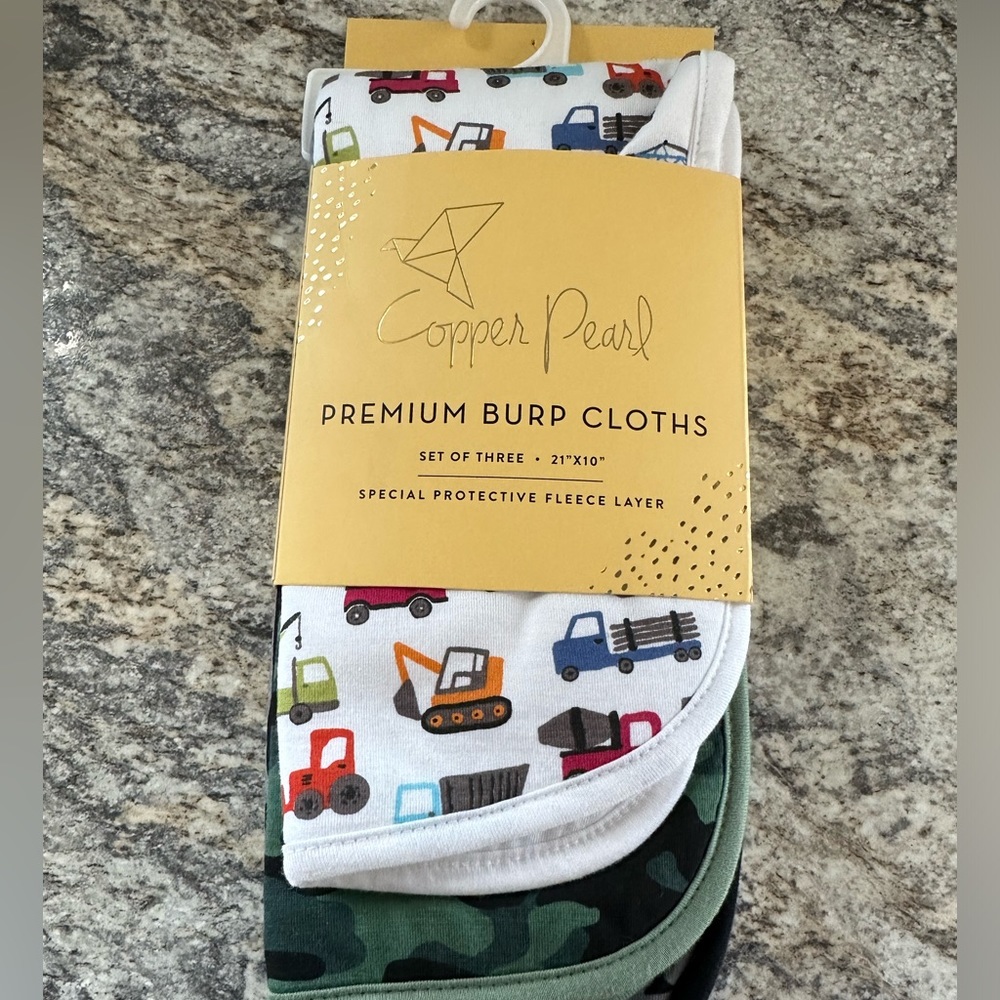 Brand new Copper Pearl burp cloths!